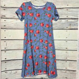 LuLaRoe Carly XXS Blue Rose Floral High Low Dress